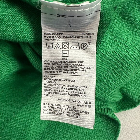 Old Navy Green Button Front Cardigan Sweater Size Large Classic Knit Lightweight - Picture 4 of 4